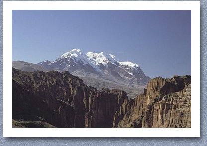 View of Illimani from the Palca Canyon