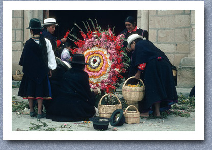 Floral arrangement for Sunday mass, Saraguro