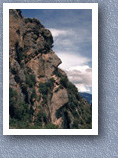 Head of Inca king sculpted into cliff face, Ingapirca