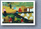 Tigua painting depicting harvest