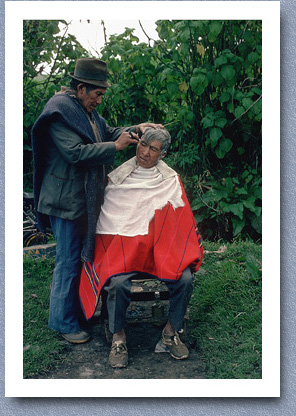 Old man having a haircut, Zalaron