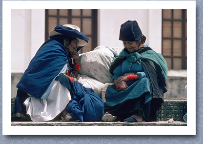 Two villagers resting after market day, Cotacachi