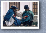 Two villagers resting after market day, Cotacachi