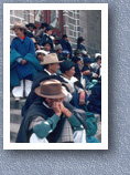 Spectators waitng for Easter procession on church steps, Cotacachi